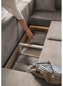 Svetlohnedá menčestrová rozkladacia rohová pohovka (pravý roh/do "U") Lazy Lukka – Miuform