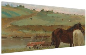 Obraz - Edgar Degas, Horses in a Meadow, reprodukcia (120x50 cm)