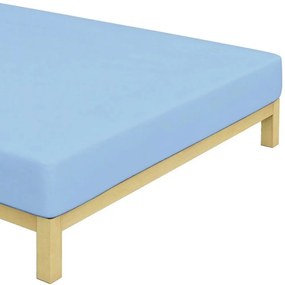 Bavlnené jersey napínacie prestieradlo na jednolôžko - 90 x 200 cm - svetlomodré