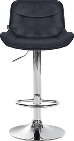 Barová stolička Vonore - zamat, chróm rám - Čierna