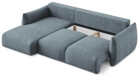 Modrá ženilková rozkladacia rohová pohovka (ľavý roh/s leňoškou) Leila – Makamii