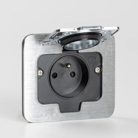 Brilagi - Vonkajšia vstavaná podlahová zásuvka IP55 matný chróm obdĺžnikový