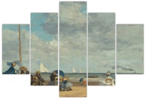 Obraz - Eugène Boudin, Beach  at Trouville, reprodukcia (150x105 cm)