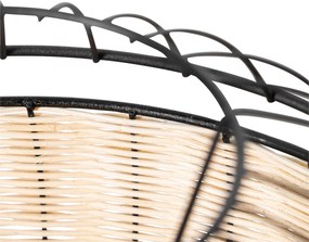 Orientálne závesné svietidlo čierne s ratanom 38 cm - Emir