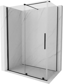 Mexen Velar, sprchový kút s posuvnými dverami 160(dvere) x 85(stena) cm, 8mm číre sklo, čierna matná, 871-160-085-01-70