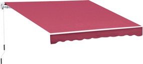 Outsunny Ručne Stiahnuteľná Markíza pre Dvere a Okna, Hliník a Antivý UV Polyester, 3x2,5m, Tmavo červená | Aosom