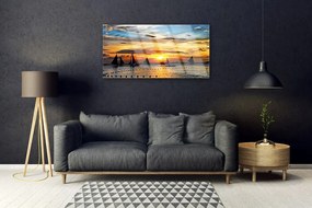 Obraz plexi Loďky more slnko krajina 100x50 cm