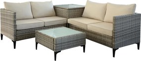 Rohová ratanová záhradná súprava Catini KALEA - šedá/béžová