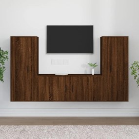 3-dielna súprava TV skriniek hnedý dub spracované drevo 3188765
