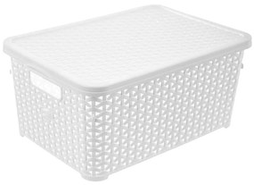 Úložný box, ratanový košík, HOBBY s vekom, biely 10 l - 35 x 24 x 16 cm