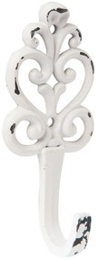 Biely nástenný háčik s patinou - 5 * 3 * 12 cm