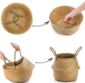 Tutumi Tutumi, prírodný kôš Boho 32x32x28 cm 381181B, hnedá-biela, HOM-06660