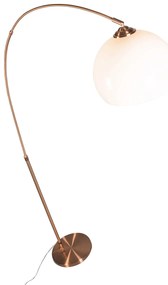 Moderná oblúková lampa medená s bielym tienidlom - Arc Basic