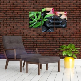Obraz - Kamene a orchidey (90x60 cm)