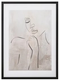 Obraz v čiernom ráme tvár GREY LINEAR 50x70 cm