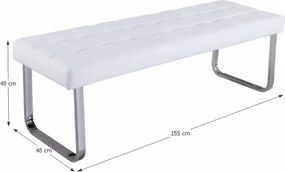 KONDELA Brand čalúnená lavica biela / chróm