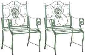 Kovová stolička Punjab s područkami (SET 2 ks) - Zelená antik