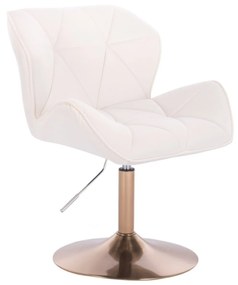 LuxuryForm DESIGN Stolička MILANO VELUR na zlatom tanieri - biela
