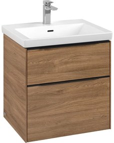 VILLEROY &amp; BOCH Subway 3.0 závesná skrinka pod umývadlo, 2 zásuvky, 572 x 478 x 429 mm, Oak Kansas, C57801RH