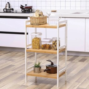 Bambusový úložný regál s 3 policami, prírodná a biela farba