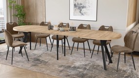 Mazzoni EXPANSO Dub Artisan / čierne nohy - OVÁLNY ROZKLADACÍ STÔL 160-360 cm PRE 16-18 OSÔB