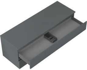 Mexen Rivel, kúpeľňová skrinka pod umývadlo 140 cm s hornou doskou, 2 zásuvky, drážkovaná, grafit matná - 91A20-14047-2-BFFC66