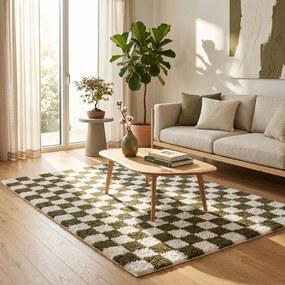 Tmavozelený/krémovobiely koberec 160x230 cm Grida – ESTE