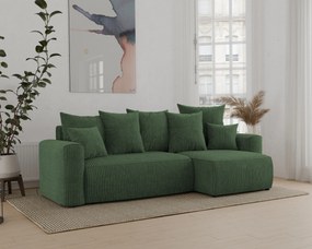 Rohová sedačka Denia (P) (tmavozelená). Akcia -20%. Vlastná spoľahlivá doprava až k Vám domov. 1133118