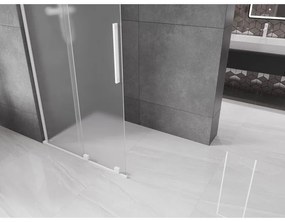 Mexen Velar L, posuvná sprchová zástena Walk-in 110 x 200 cm, 8mm sklo námraza, biela matná, 871-110-003-33-20