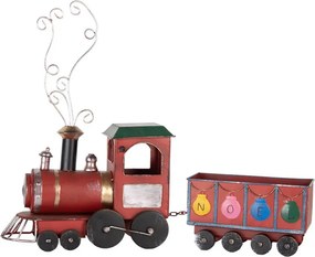 Červená kovová dekorácia vláčik Locomotive - 63*15*38/50 cm