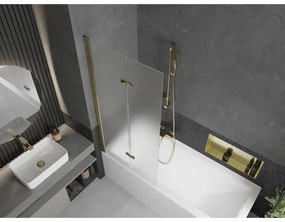 Mexen Castor, vaňová zástena 2-krídlová 80 x 150 cm, otočné krídlo, 6 mm námraza sklo, zlatý profil, 892-080-002-50-30