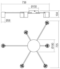 Redo 01-4052 - Bodové svietidlo NOA 6xGU10/10W/230V čierna