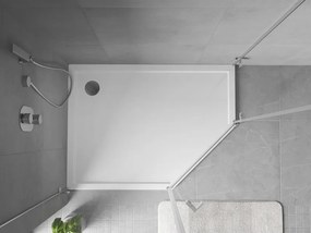 Mexen Flow Slim, ľavostranná päťuholníková sprchová vanička 100 x 90 cm, biela lesklá, 46P109010L