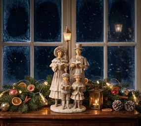 Béžová vianočná dekorácia zbor Christmas Choir - 15*11*30 cm