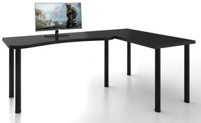 Počítačový rohový stôl L, 200/135x73-76x65, čierna, pravý