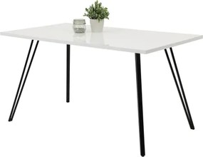 Jedálenský stôl Jennifer 140x80 cm, biely lesk%