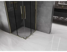 Mexen Velar Duo, sprchový kút s posuvnými dverami 90 x 90 cm, 8mm šedé sklo, zlatá lesklá, 871-090-090-42-50