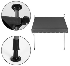 ModernHome Výškovo nastaviteľná vodeodolná balkónová slnečná clona s ručnou kľukou