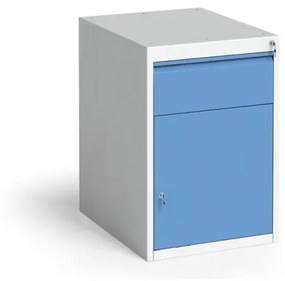 Závesná dielenská skrinka na náradie s dverami KOVONA + 1 zásuvka, bez políc, 480 x 610 x 700 mm