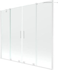 Mexen Velar Duo, vaňová zástena 2-krídlová s posuvnými dverami 190 x 150 cm, 8mm číre sklo, biely profil, 896-190-000-02-20