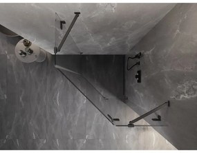 Mexen Lunar, výklopný päťuholníkový sprchový kút pravý 100 x 100 cm priehľadný, profil grafit brúsený, 831-100P-100L-66-00-P