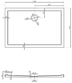 Mexen Flow, obdĺžniková sprchová vanička, slim, 75 x 110 cm, čierna matná, 46R707511