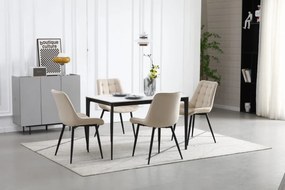 AKCIA Béžová zamatová stolička BERA s čiernymi nohami II. akosť