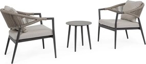 Kaki/taupe hliníková záhradná lounge súprava pre 2 Millor – Bizzotto