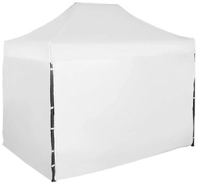 Rýchlorozkladací nožnicový stan 2x3m - oceľový, Biela, 4 bočné plachty