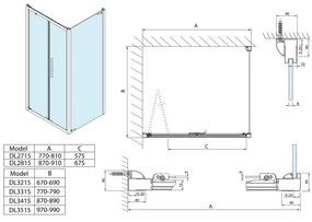Polysan Polysan, LUCIS LINE skladacie sprchové dvere 900mm, číre sklo, DL2815
