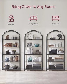 Úložný regál so sklenenými policami VASAGLE LGT050G01