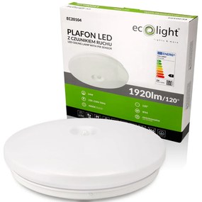 ECOLIGHT LED stropné svietidlo 24W IP44 PIR neutrálna biela