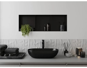 Mexen X-Wall-NR, polička na zapustenie pod obklad bez goliera 90 x 30 cm, čierna matná, 1971903010S