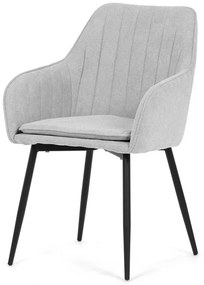 Židle jídelní, stříbrná látka, černý kov